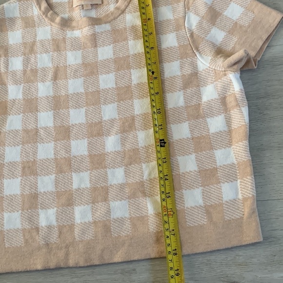Mason’s Daughter Gingham Knit top knit in Blush cream size S classic plaid - Picture 7 of 9